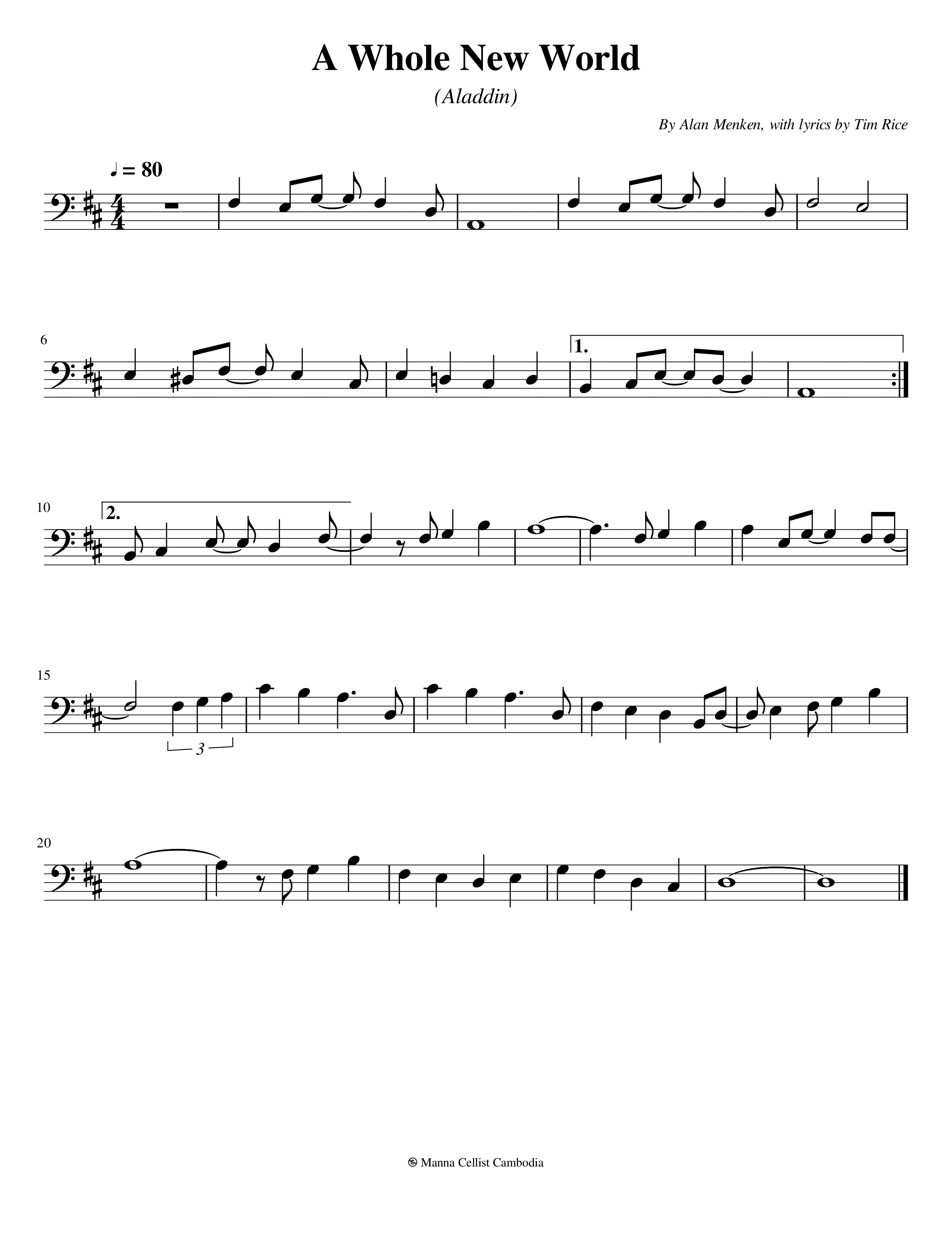 A Whole New World sheet music
