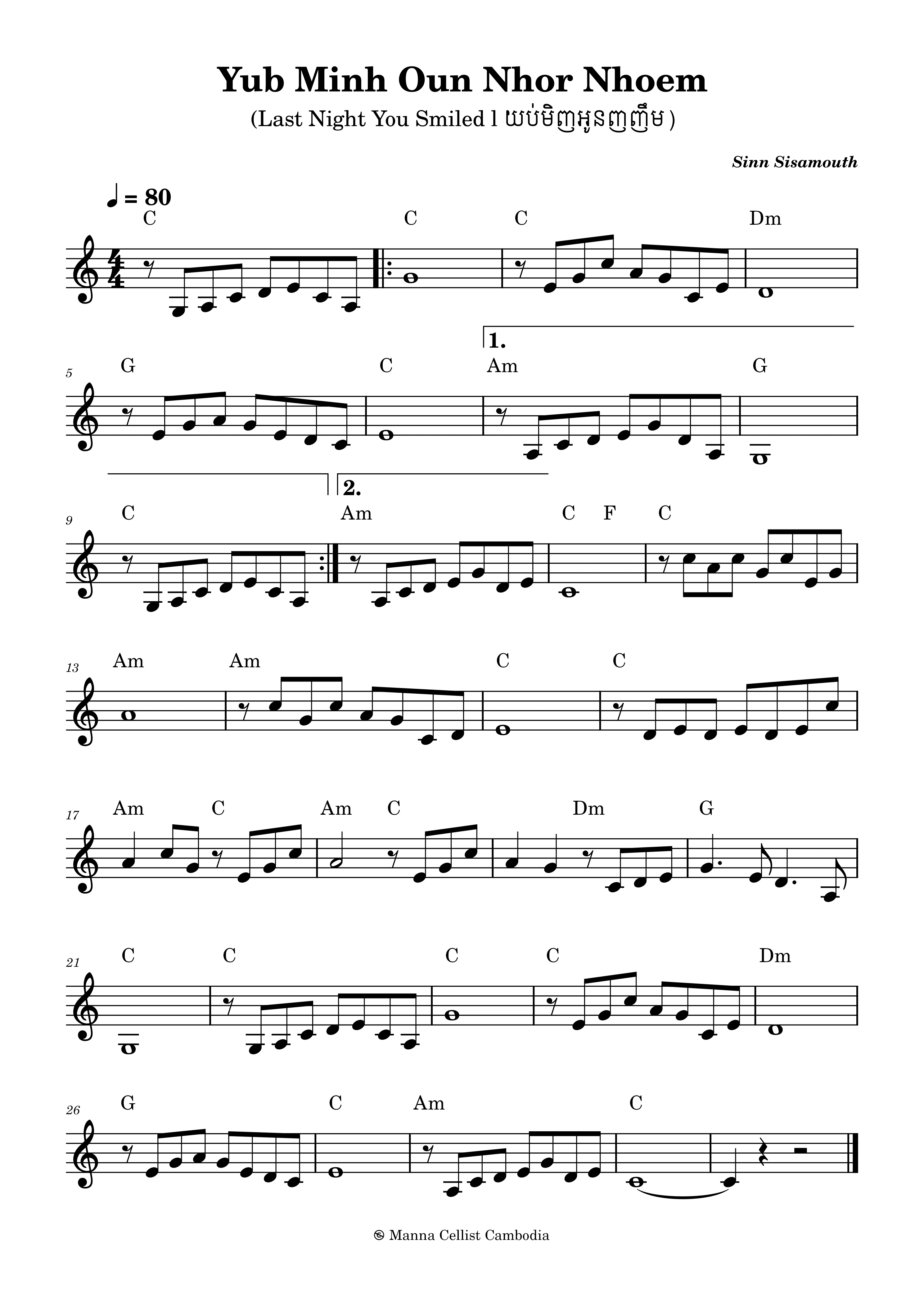 Yub Minh Oun Nhor Nhoem (យប់មិញអូនញញឹម)